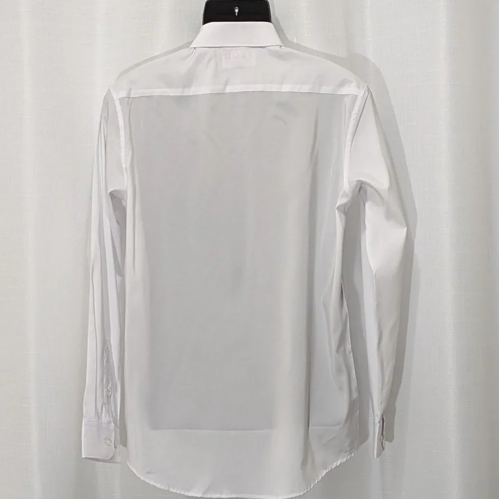 IZOD Men's Dress Shirt Regular Fit Stretch Solid Spread Collar Size XL White . - Picture 6 of 9
